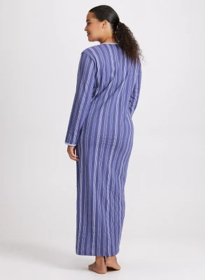 Stripe Print Long Nightgown