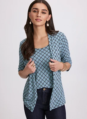 Check Print Layered Illusion Top