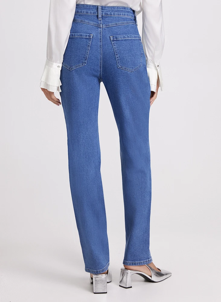 Rhinestone Straight-Leg Jeans