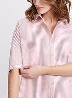 Blouse rayée en mélange de coton