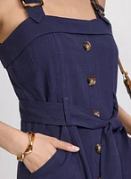Robe boutonnée en mélange de lin