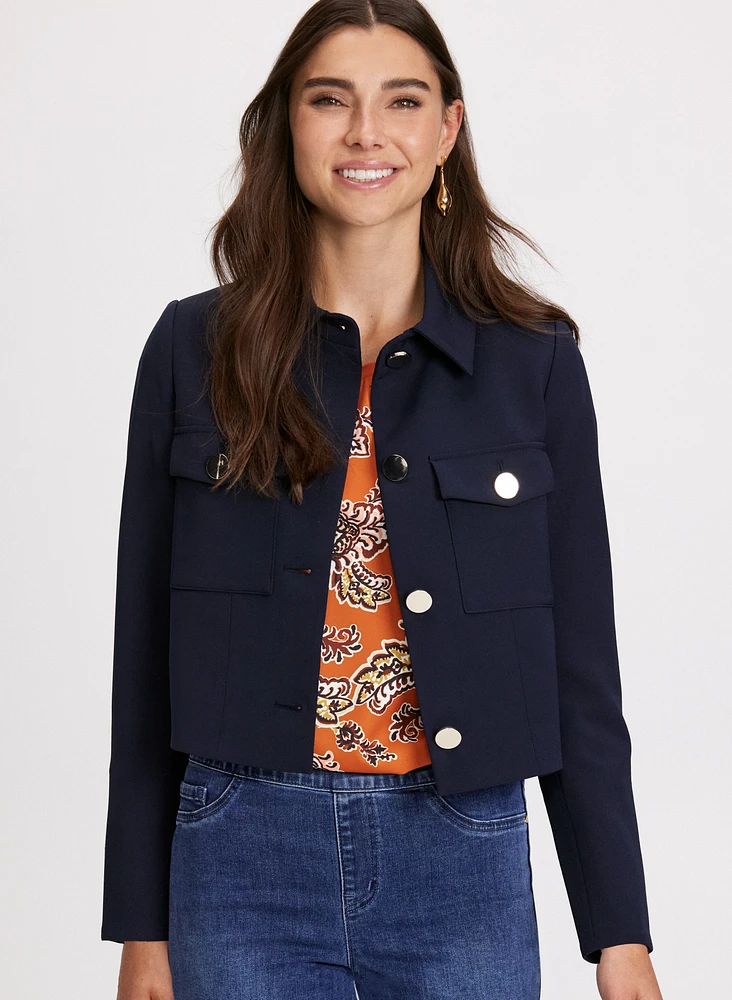 Cropped Twill Jacket