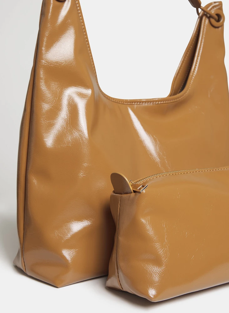 Ensemble sac à main et pochette en cuir végane