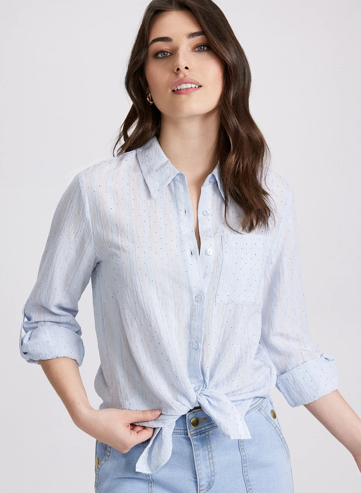 Blouse nouée à rayures ton sur