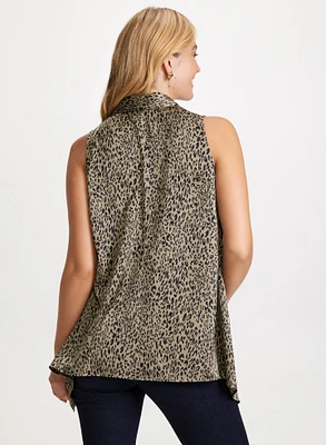 Leopard Print Sleeveless Blouse