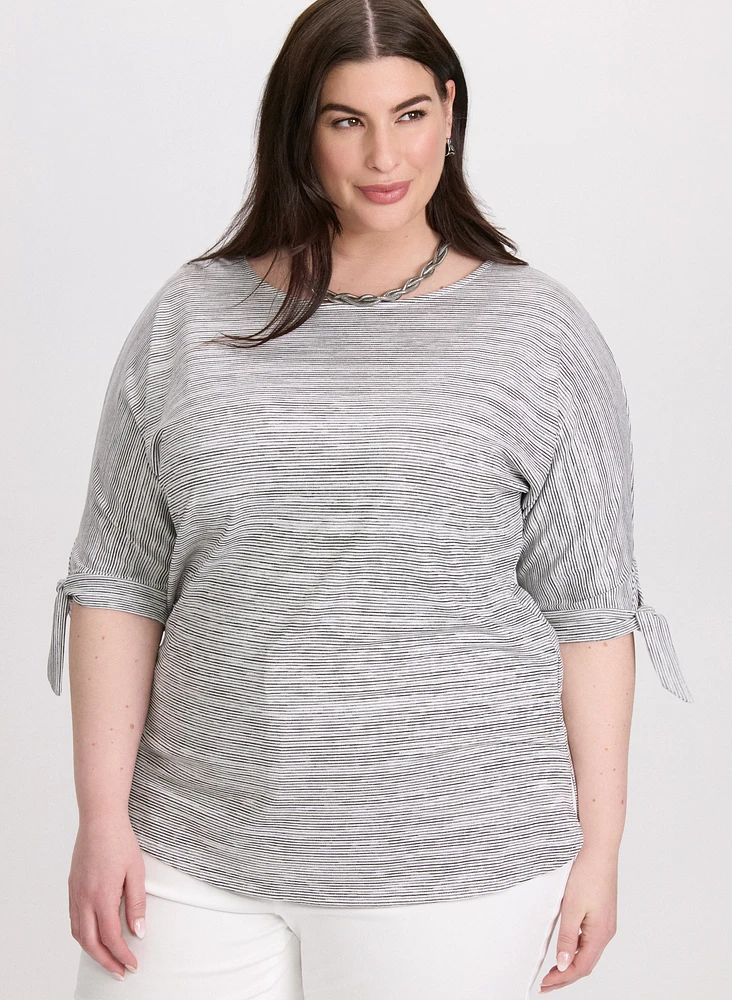 Striped Knot Sleeve T-Shirt