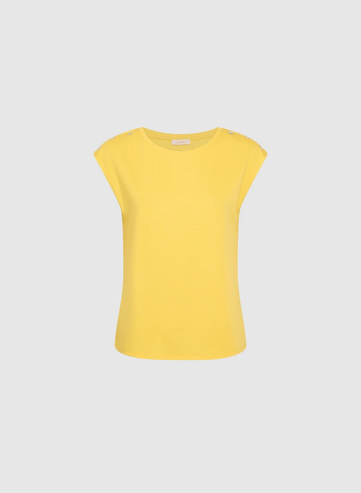 Metallic Button T-Shirt