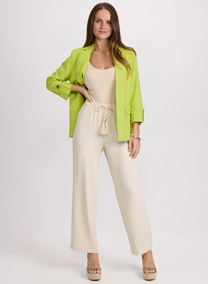 Blazer en mélange de lin et pantalon large