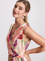 Robe maxi florale plissée