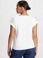 Stud Detail Cap Sleeve T-Shirt