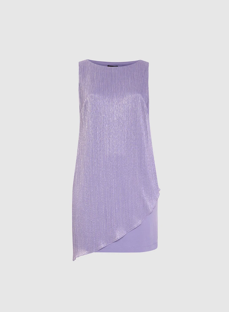 Metallic Plissé Overlay Dress