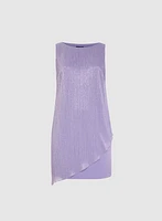 Metallic Plissé Overlay Dress