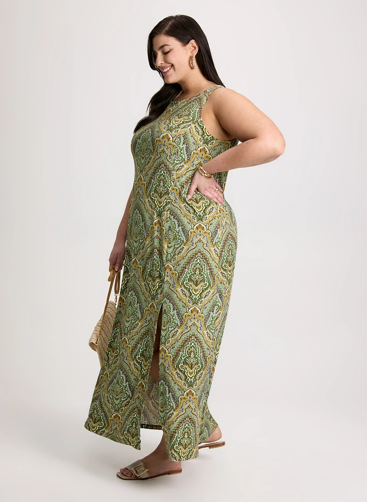 Robe paisley à fente avant