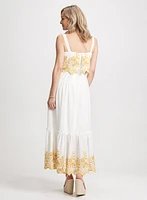 Long Contrasting Embroidery Dress