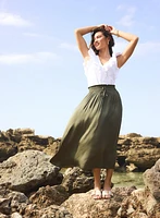 Satin Drawstring Waist Skirt