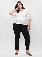 Pointelle Short Sleeve Sweater & Slim Ankle Pants