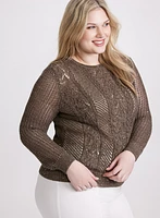 Sequin Detail Openwork Sweater