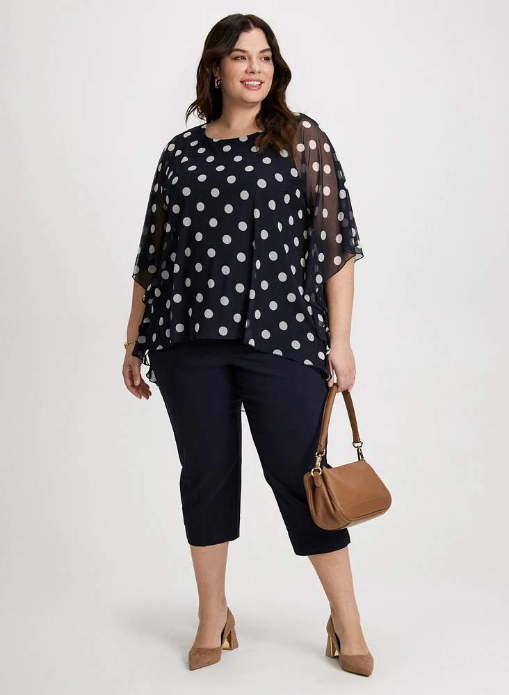 Mesh Polka Dot Top & Bengaline Capris