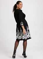 Paisley Placement Print Knit Dress