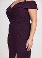 Glitter Knit Cold-Shoulder Dress