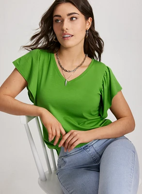 Cap Sleeve V-Neck Tee