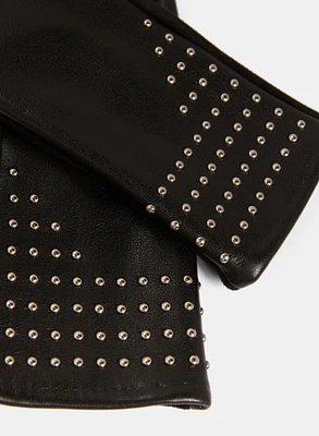 Studded Vegan Leather Gloves