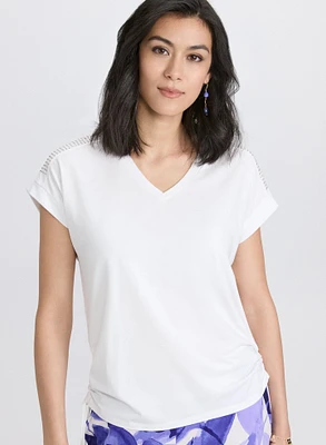 T-shirt froncé à pierres