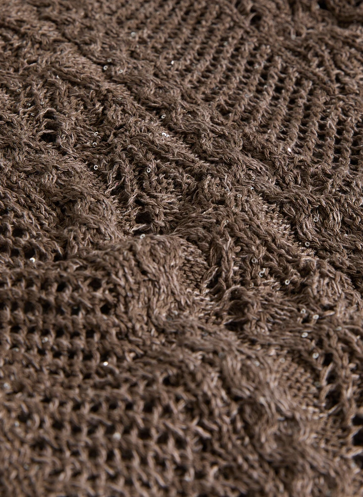 Sequin Detail Openwork Sweater