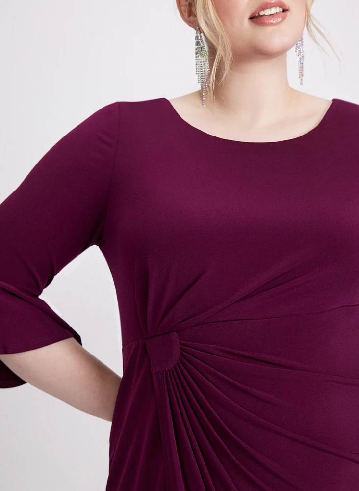Flounce Sleeve Ruched Detail Dress