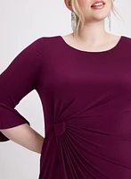 Flounce Sleeve Ruched Detail Dress