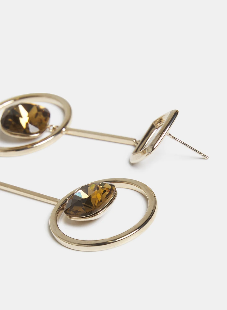 Faceted Stone Drop Earrings