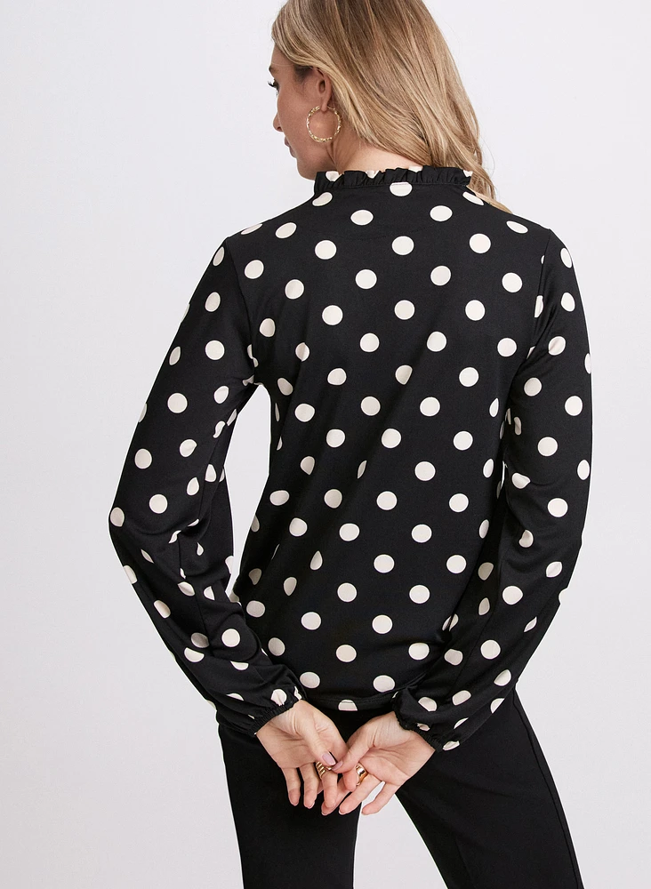 Blouse manches ballon à pois