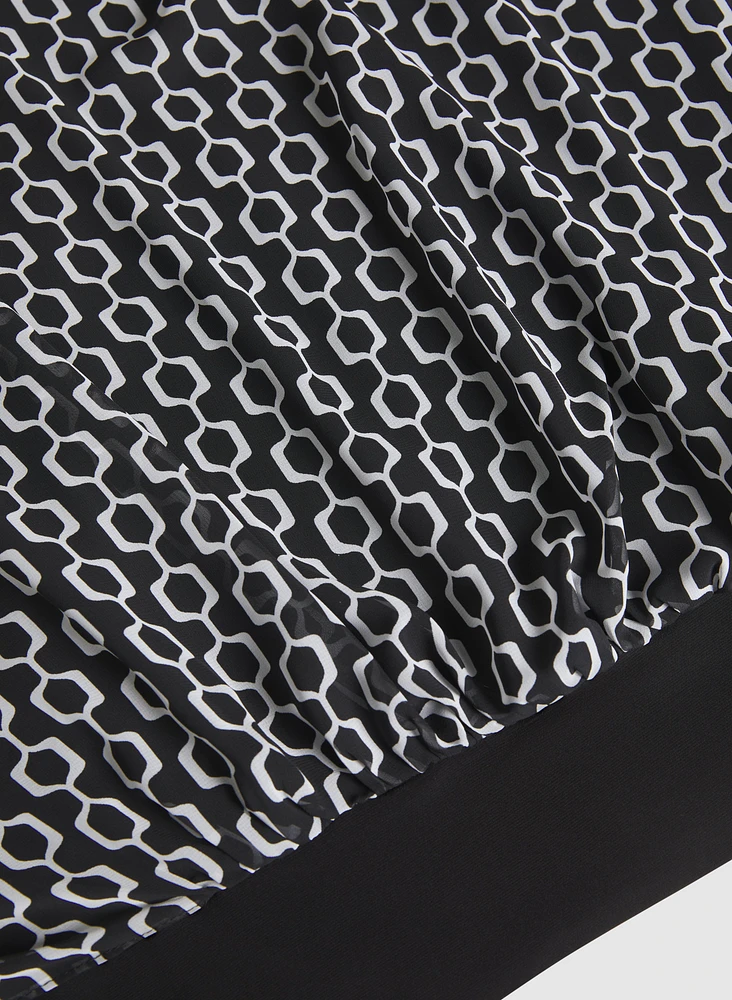 Geometric Chiffon Blouse