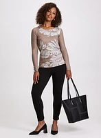 Vex - Floral Placement Print Knit Top