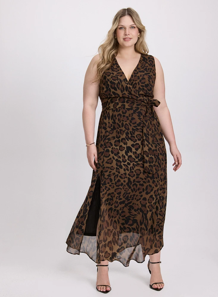 Robe en chiffon à motif léopard