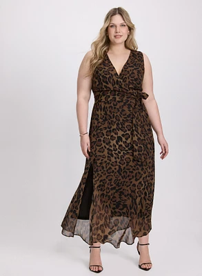 Robe en chiffon à motif léopard