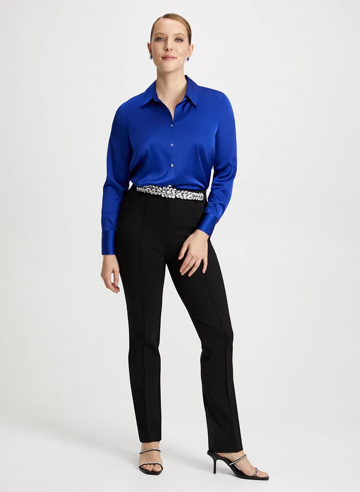 Blouse satinée et pantalon coupe signature