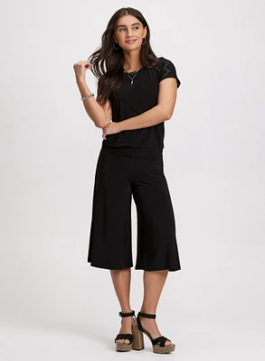 Pull-On Wide-leg Capris