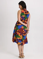 Tropical Drawstring Waist Dress