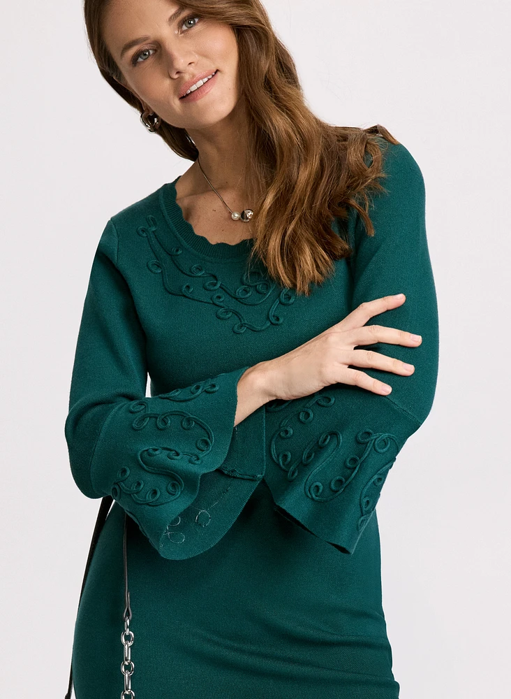 Bell Sleeve Sweater Knit Dress