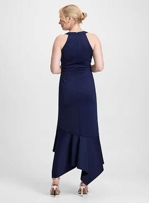 Ruffled Midi Evening Dress