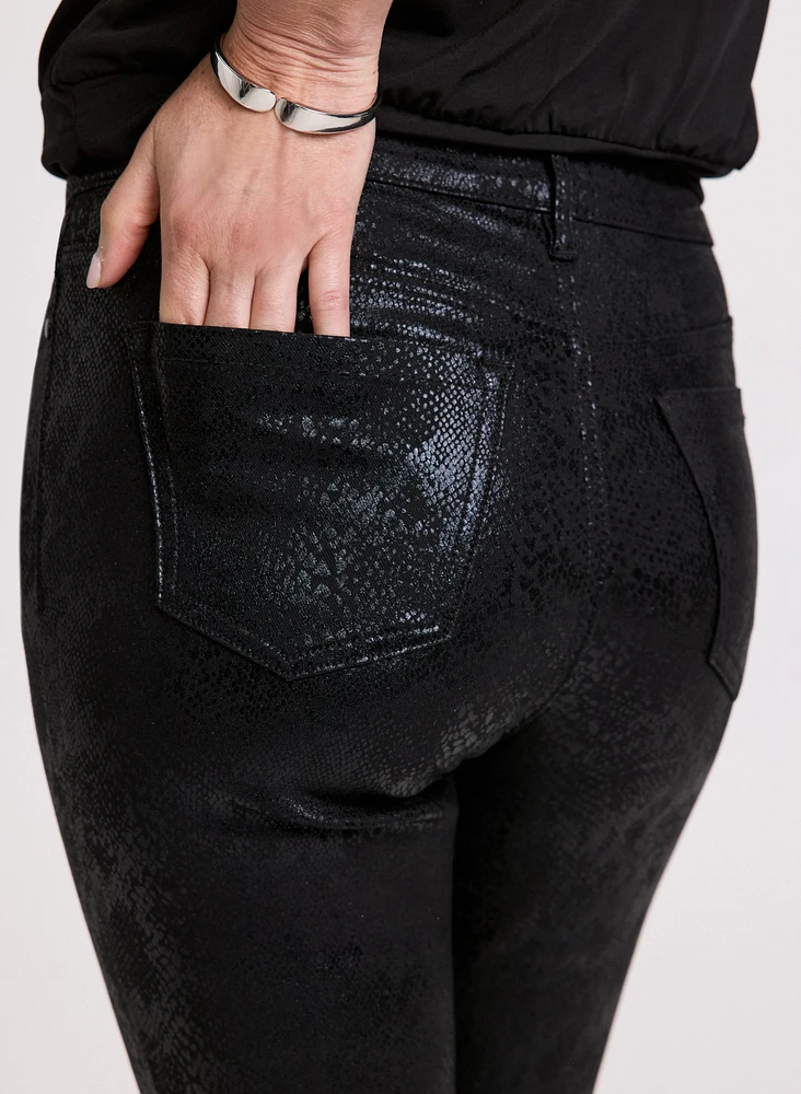 Pantalon à jambe droite motif peau de serpent