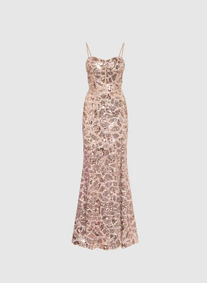 Sequin Snakeskin Corset Gown