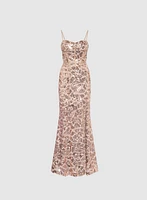 Sequin Snakeskin Corset Gown