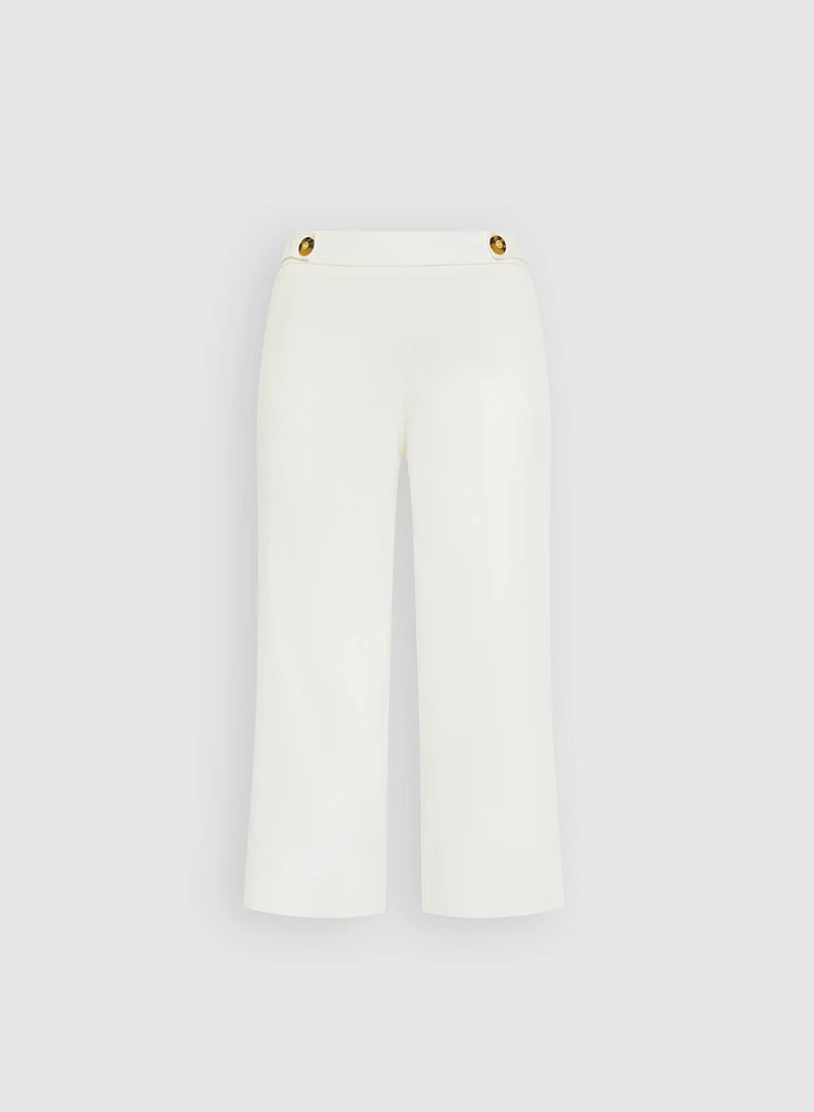 Linen-Blend Wide-Leg Capris