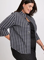 Houndstooth Mock Neck Cardigan