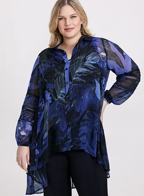 Blouse-tunique à motif tropical