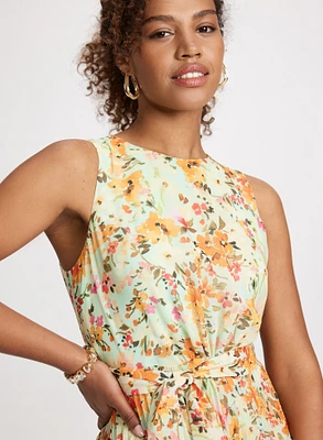 Floral Print Plisse Dress