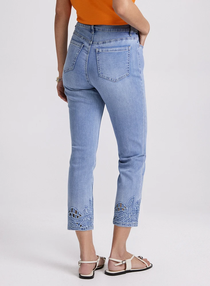 Embroidered Capri Jeans