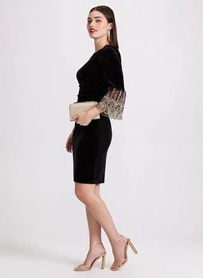 Mesh Bell Sleeve Velvet Dress